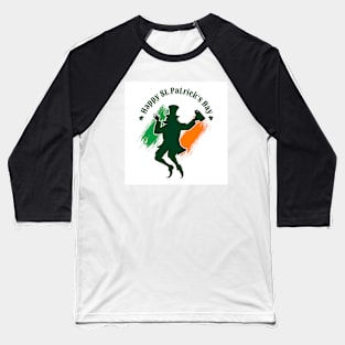 Saint Patricks Day emblem with joyful leprechaun. Baseball T-Shirt